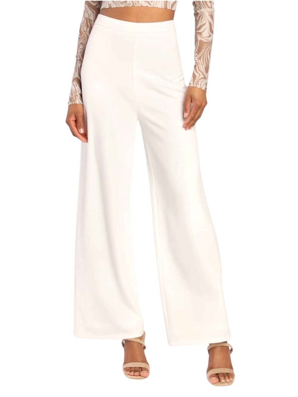 Lulus White Wide Leg Get Dressed Up Lined Pants NWT Size Small